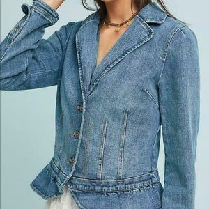 Anthropologie Plicro and the Letterpress Peplum denim jacket